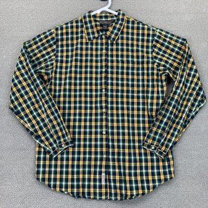 Abercrombie & Fitch Button Down Top Women's Medium Green Yellow Plaid :8285